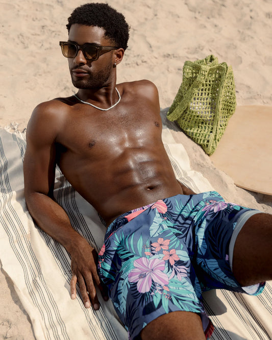 SAXX Oh Buoy 2N1 Classic Swim Trunk 7" with liner in Hibiscus Jungle
