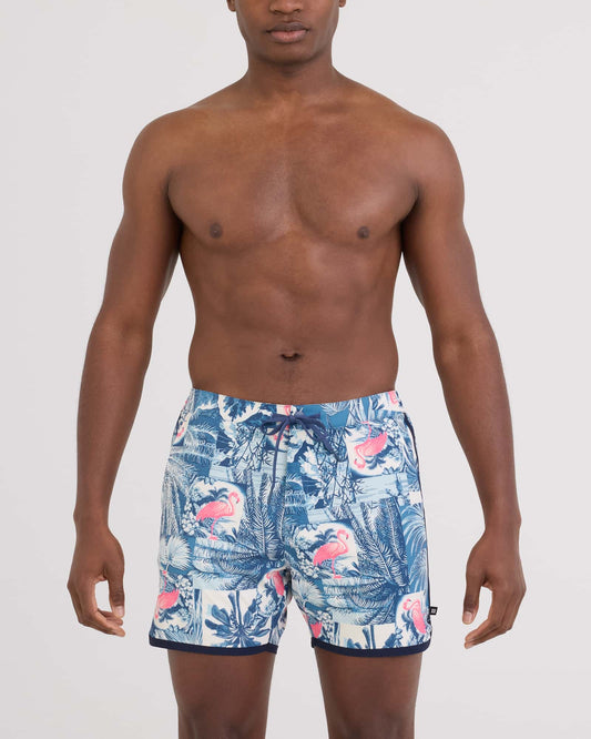 SAXX Harbormaster 2N1 Resort Swim Trunk 5" with liner Botanique-Washed Indigo