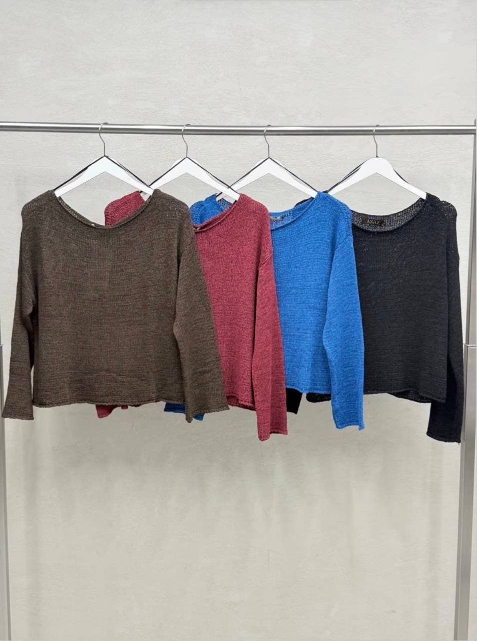 Lightweight Knit Boatneck Fall Sweater: Rust