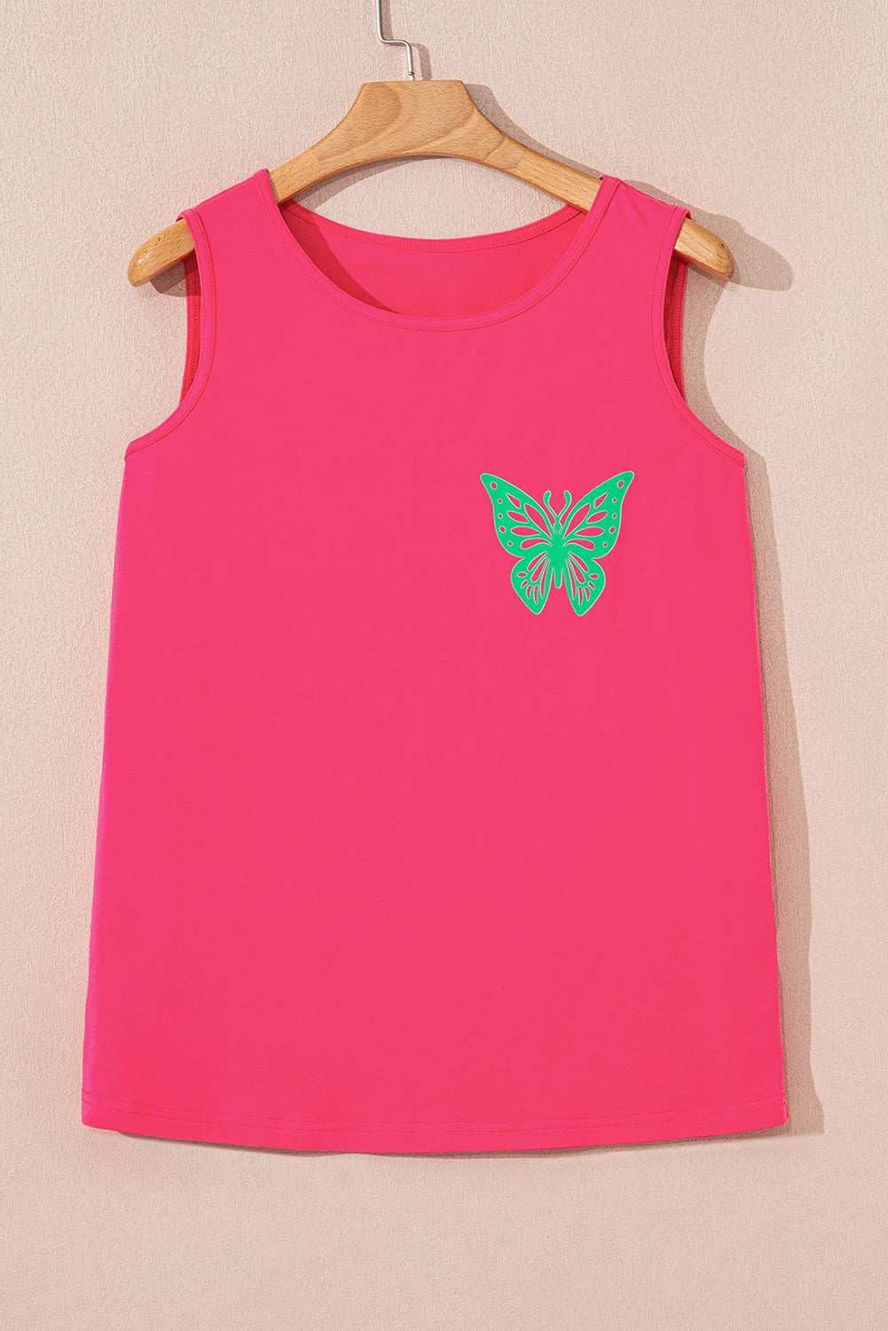 SALE IG Pink Cotton Tank with Butterfly