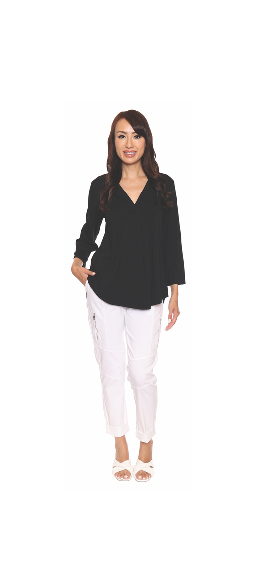 Sorella Black V-Neck 3/4 Sleeve Top