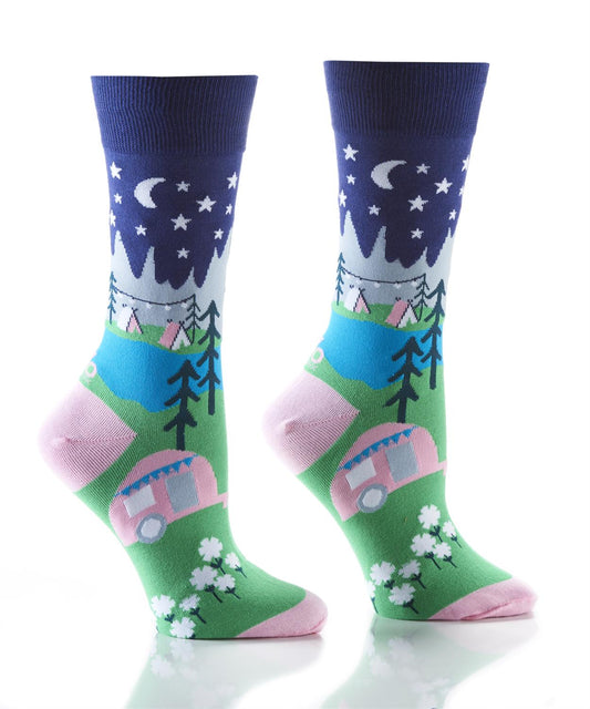 Glamping Design, Women's Crew Sock