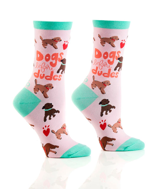 Women's Crew Sock, Dogs before Dudes