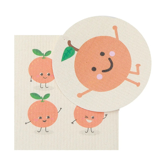Swedish Circle & Square Dish Cloth 2Pc Orange