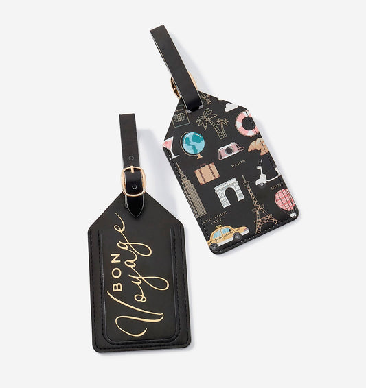 Black Luggage Tag, Set of 2