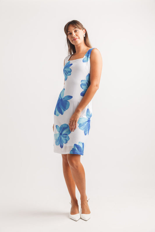 Papillon PD20639 Blue Floral Mesh Tank Dress