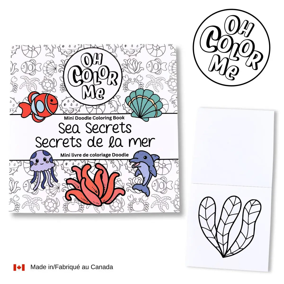 Mini Coloring Book Sea Secrets, 4"x4", Stocking Stuffer
