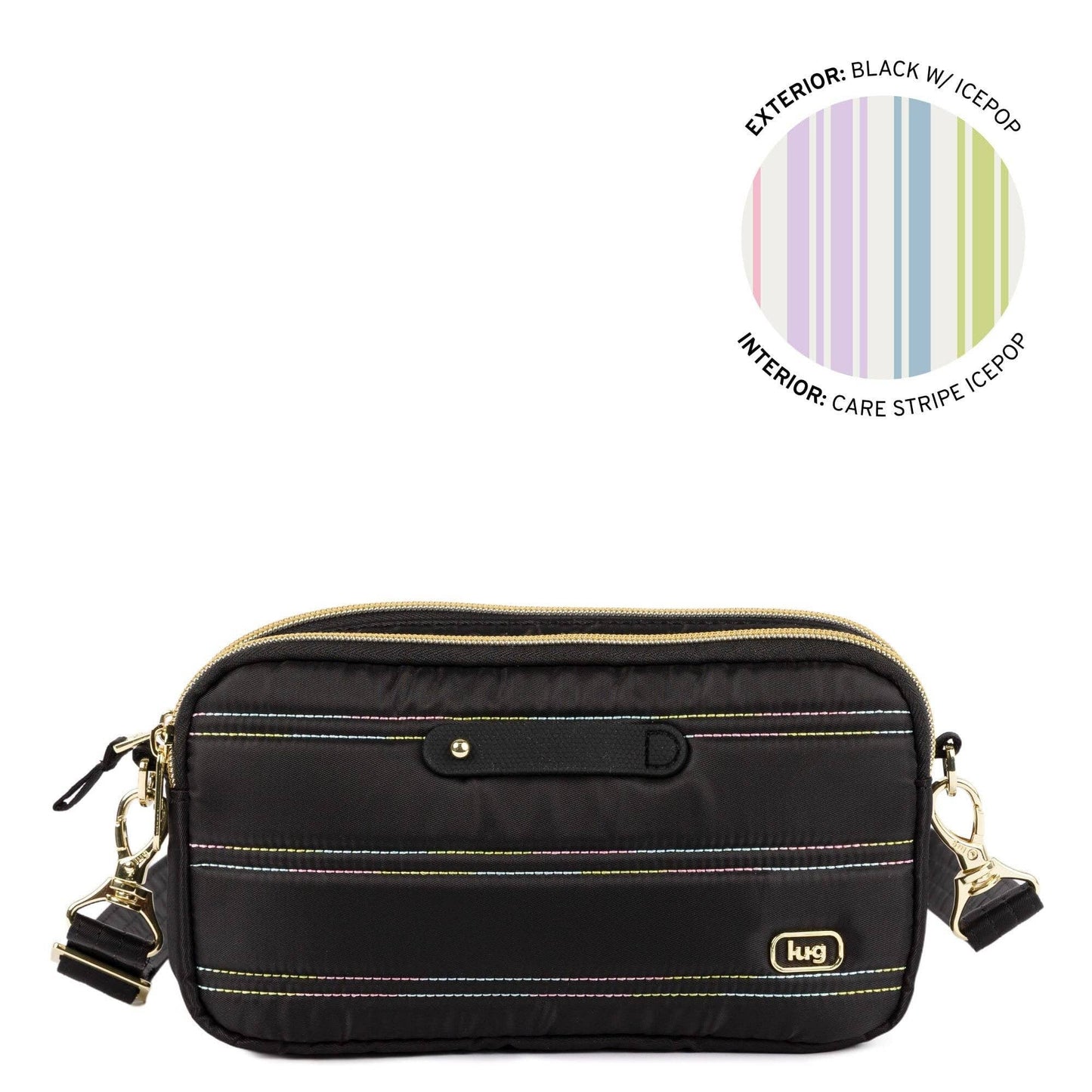 LUG Coupe XL Plus Convertible Crossbody Bag with Charm Bar: BLACK