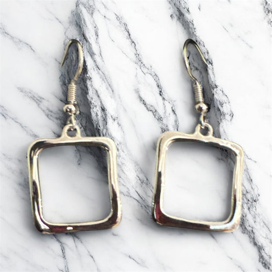 Square Silver Earrings