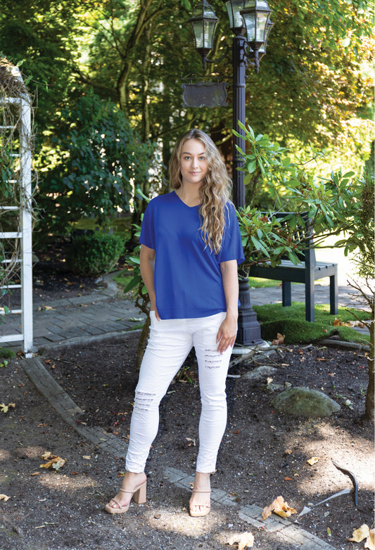 Sorella Knit Short Sleeve Top in Royal