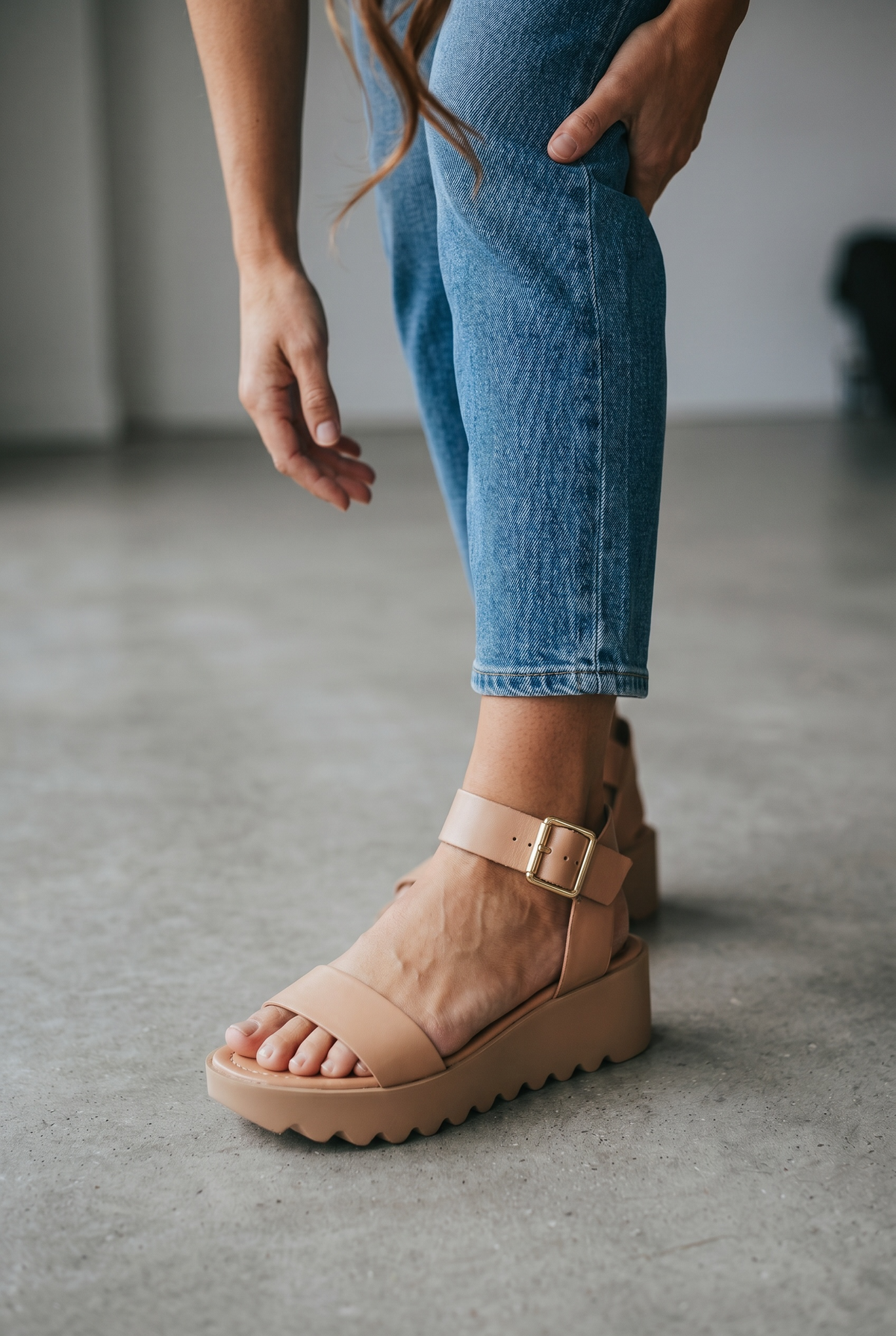 SALE Tyche Mia Beige Wedge Sandal