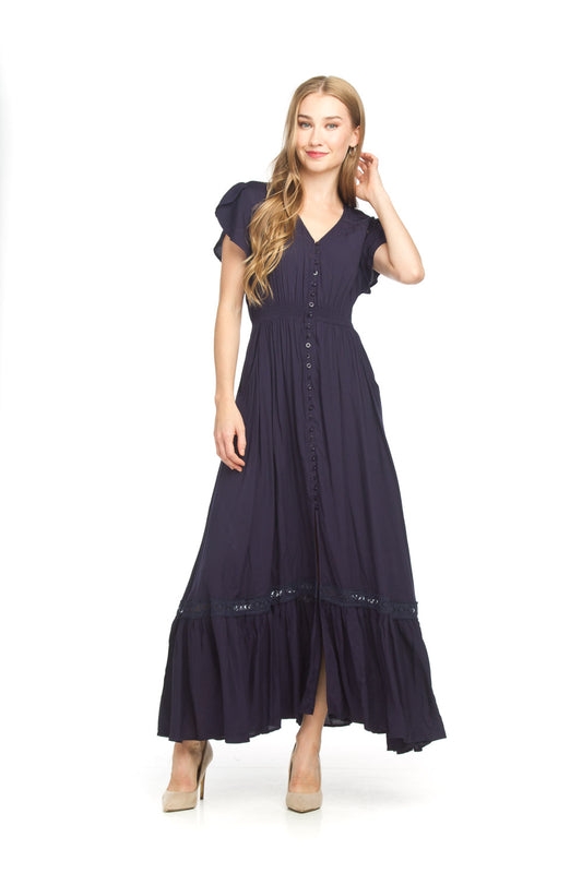 Papillon PD14514 Navy Lace Inset Maxi Dress