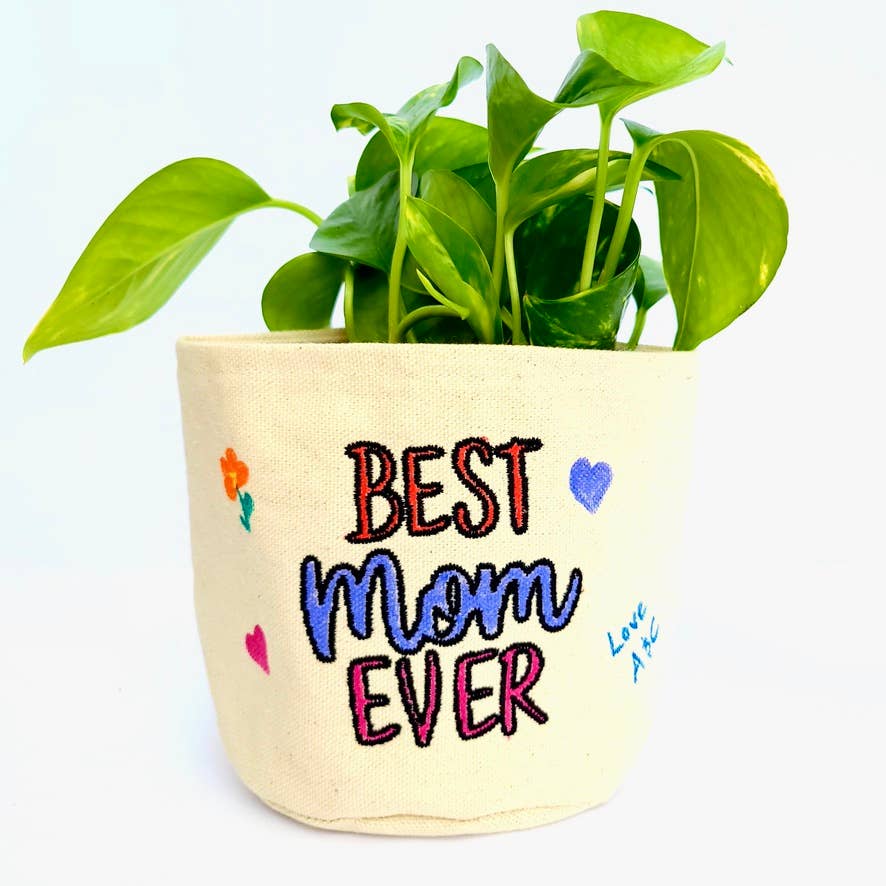 Best Mom Ever Colourable 4" Cotton Canvas Planter