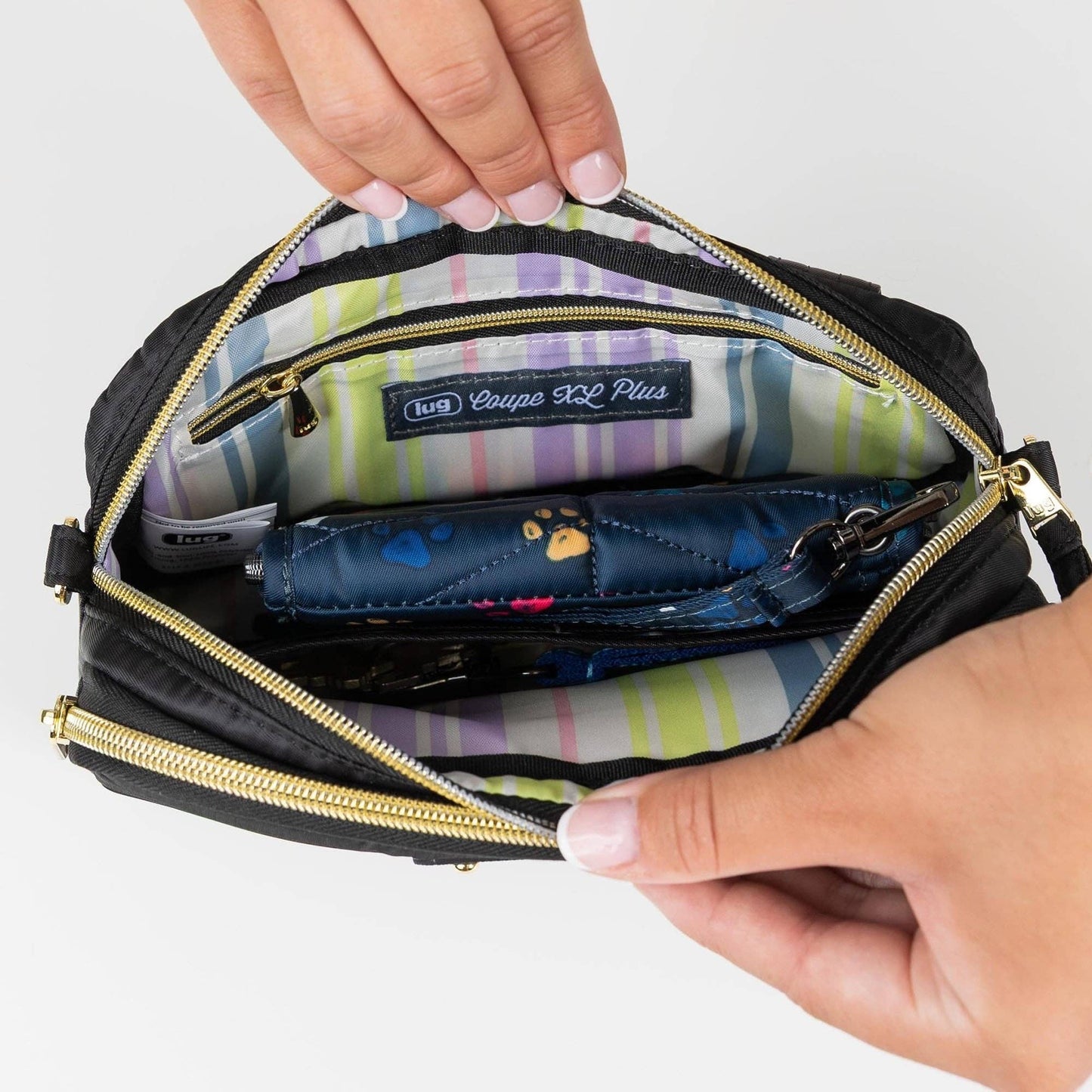 LUG Coupe XL Plus Convertible Crossbody Bag with Charm Bar: BLACK