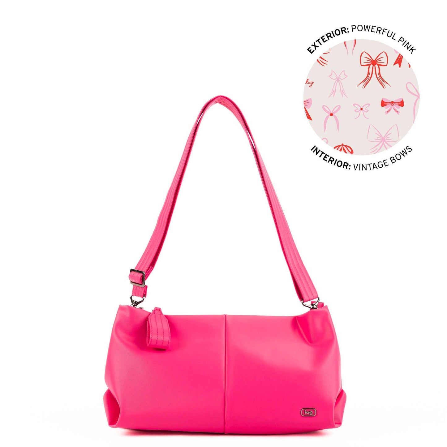 LUG Half Plunge Satin Luxe VL Crossbody Bag: POWERFUL PINK