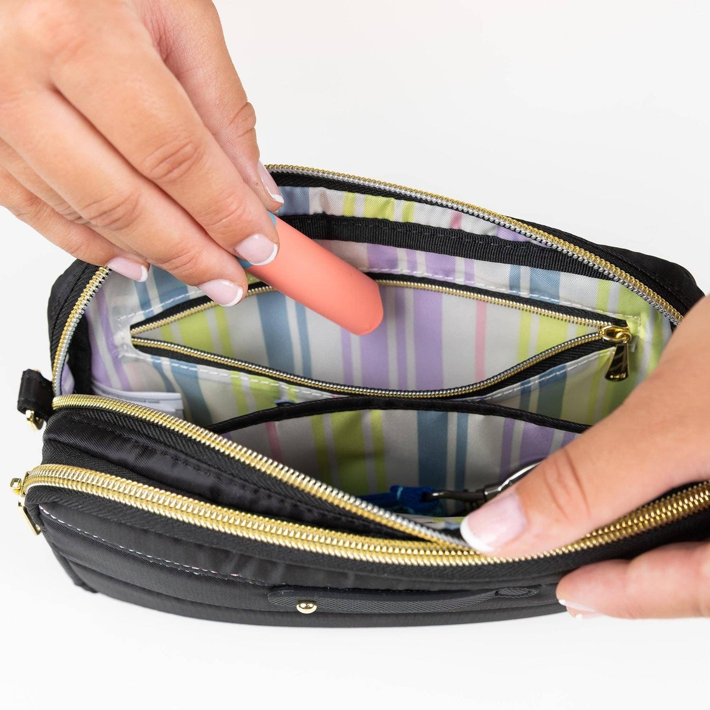 LUG Coupe XL Plus Convertible Crossbody Bag with Charm Bar: BLACK