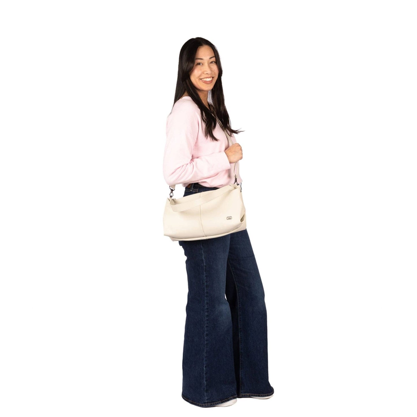 LUG Half Plunge Satin Luxe VL Crossbody Bag: POWERFUL PINK