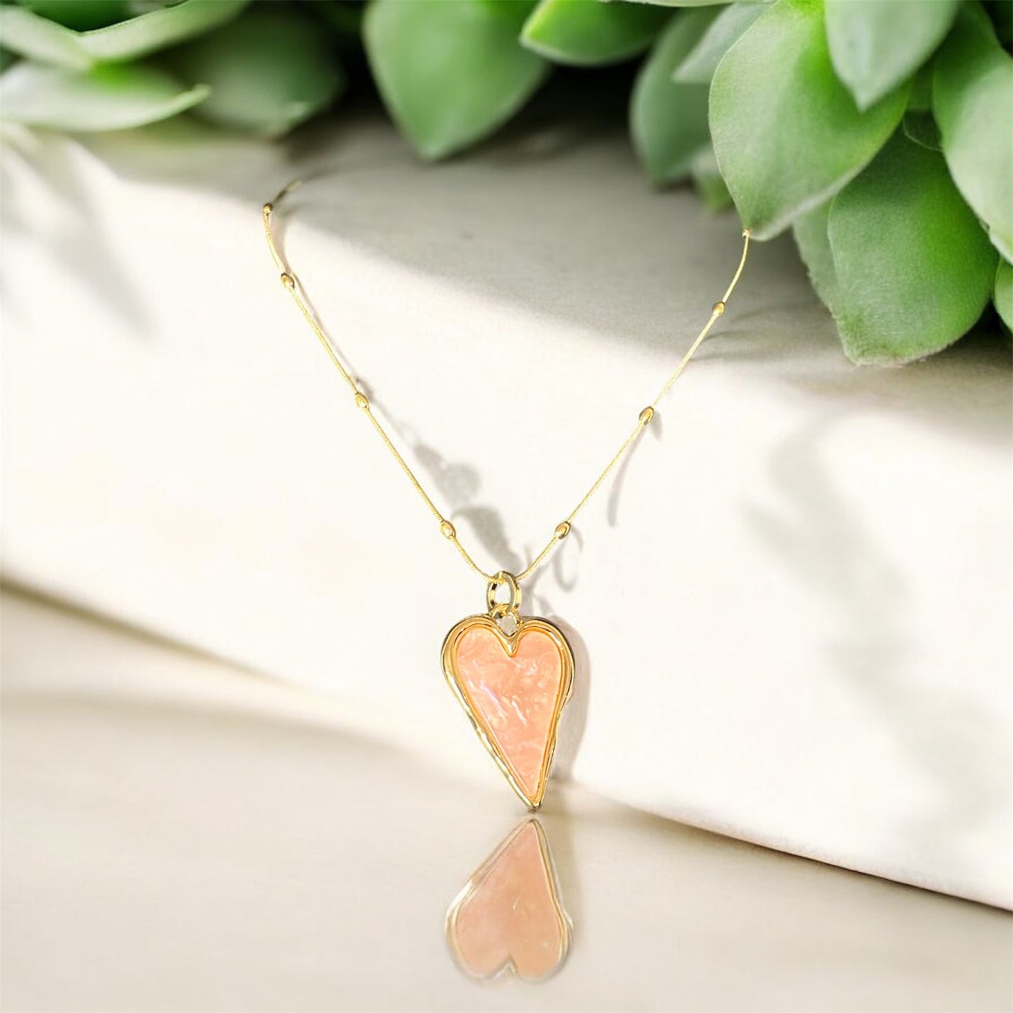 Pink Stone Heart Necklace
