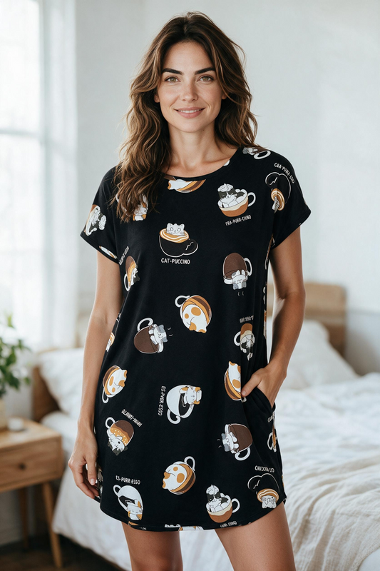 Sleep Shirt Cat-Puccino