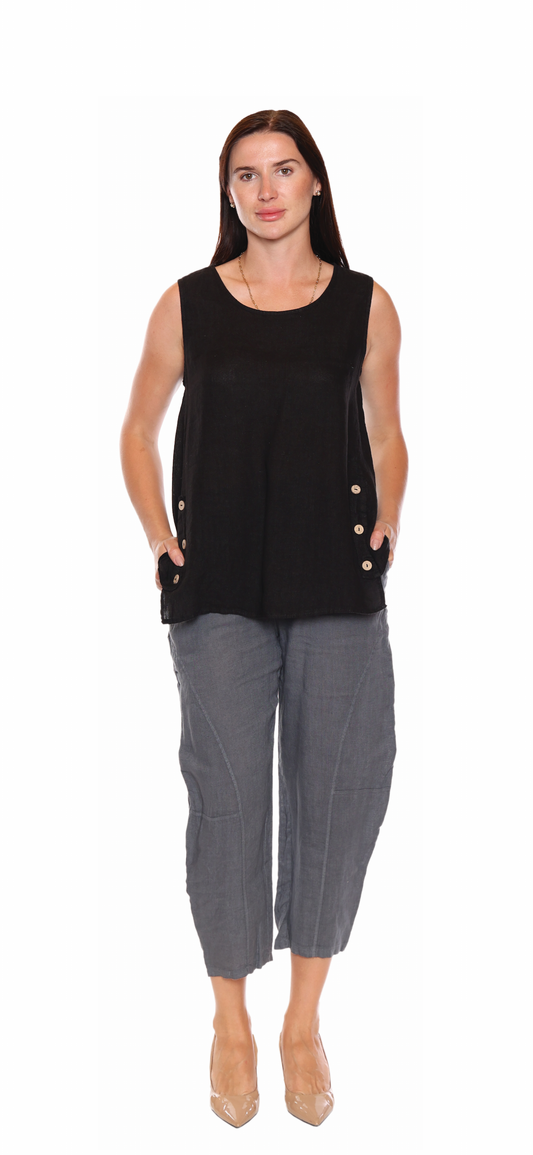 Sorella Black Linen Sleeveless Top