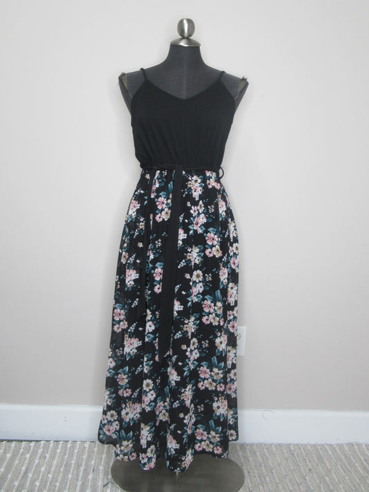 Papillon PD16646 Black Maxi Dress with Printed Skirt