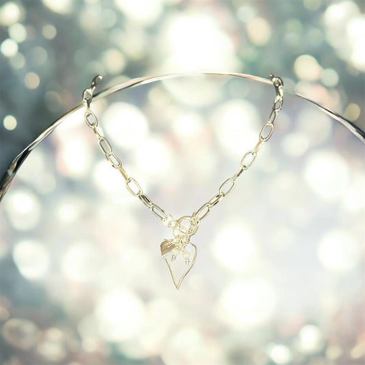 Silver Heart Chain Link Necklace