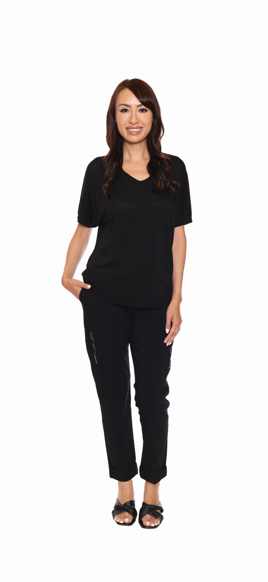 Sorella Knit Short Sleeve Top in Black
