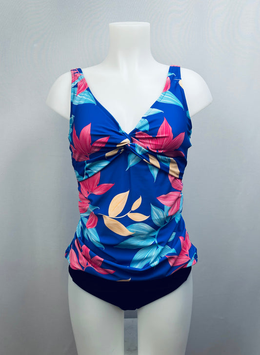 BS Swimwear Blue Leaf Print Twist Tankini