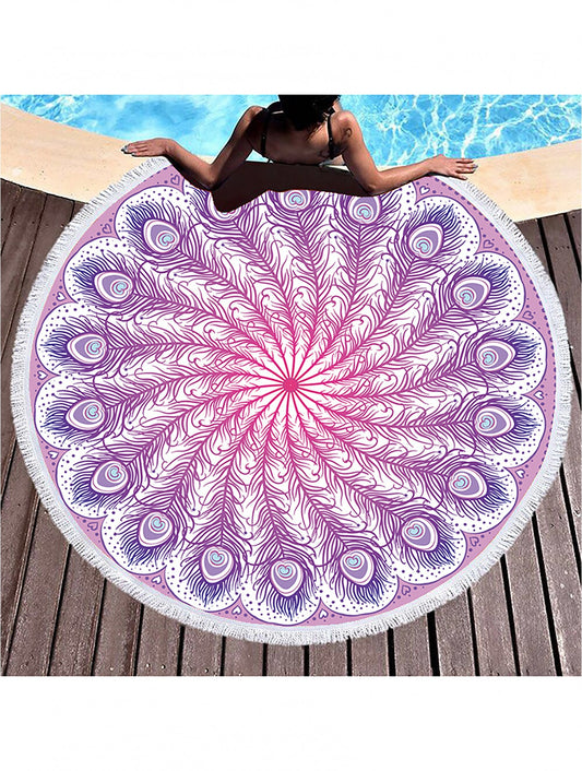 Peacock Print Beach Towel