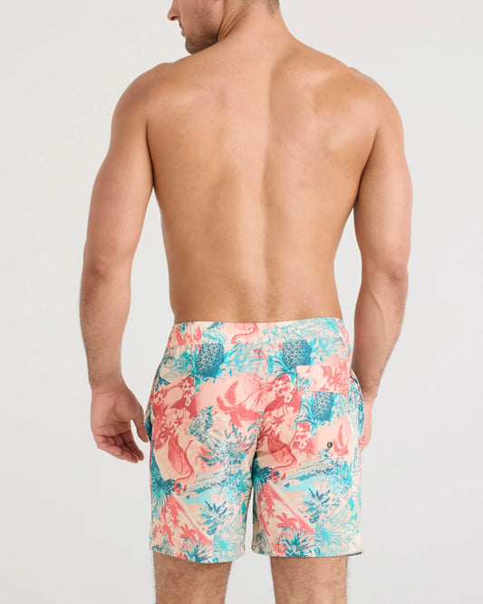 SAXX Oh Buoy 2N1 Stretch Swim Volley 7" with liner in Vacation Collage