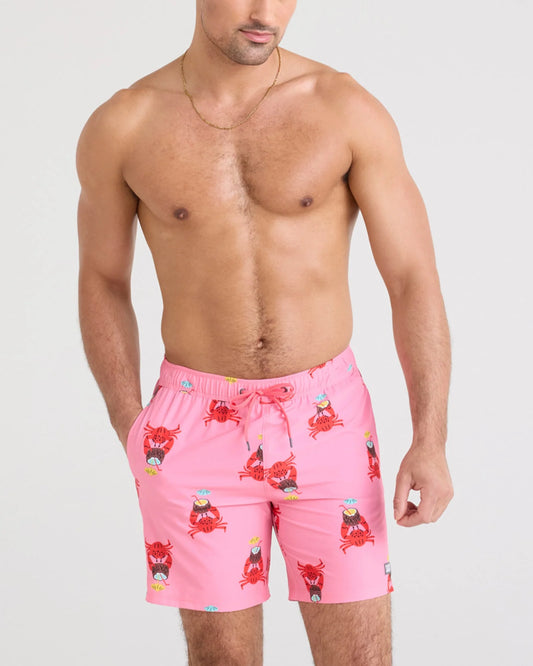 SAXX Oh Buoy 2N1 Stretch Swim Volley 7" with liner in Crab Cocktail