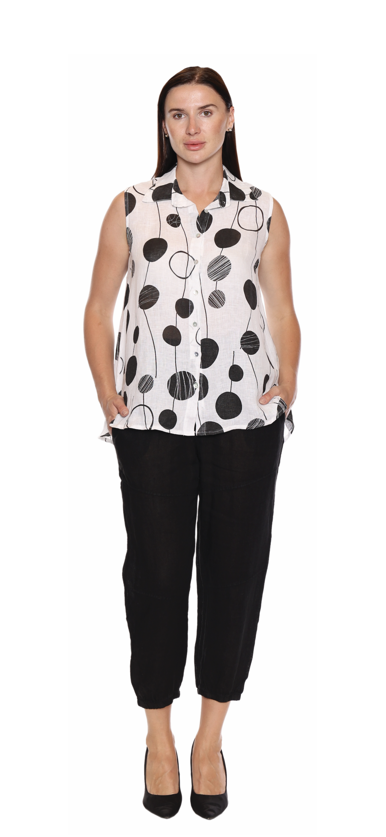 Sorella Polka Dot Linen Tank Top