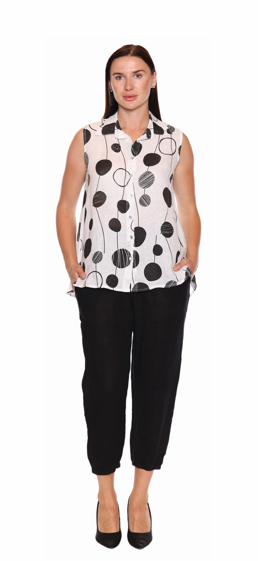 Sorella Polka Dot Linen Tank Top