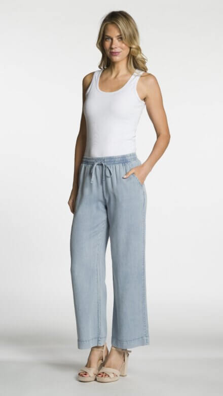 DKR Denim Pant with Elastic Waist, Drawstring and Pockets