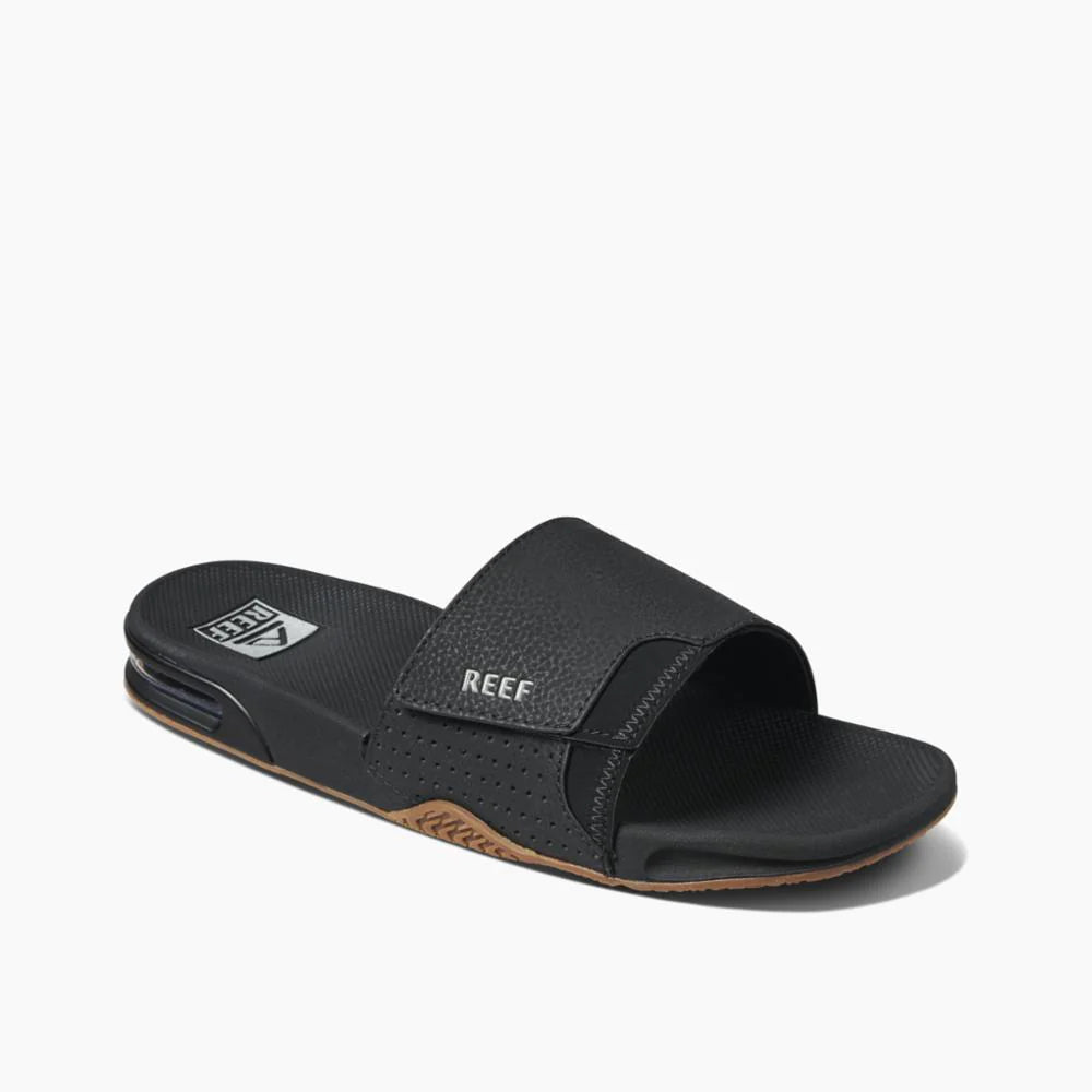 REEF MENS FANNING SLIDE BLACK/SILVER