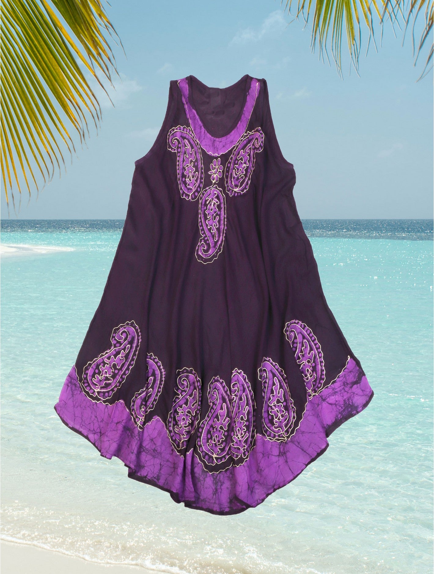 SALE Purple Embroidered Sun Dress