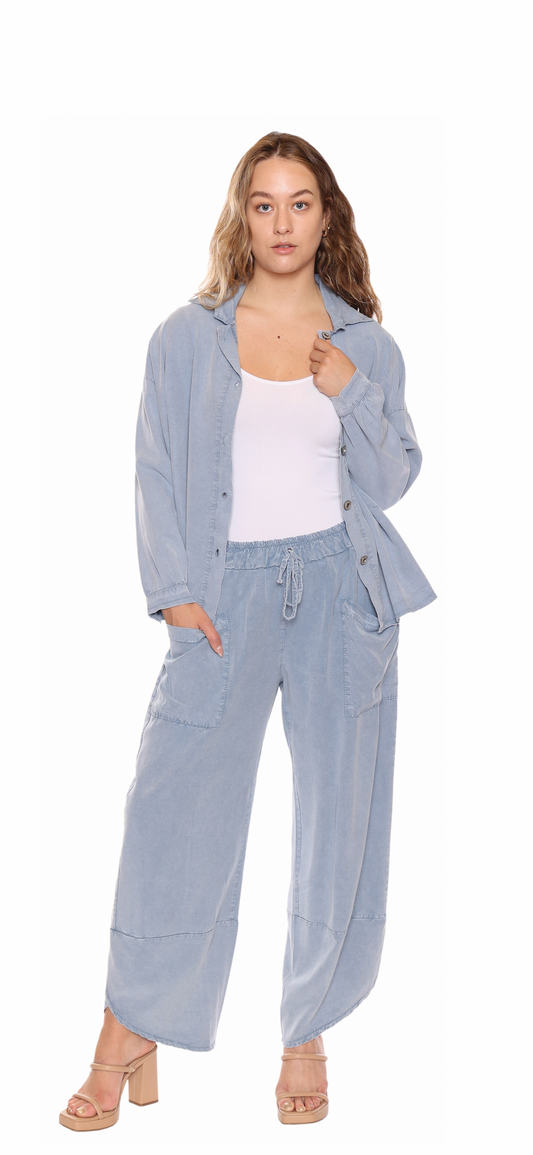 Sorella Denim Button Up Long Sleeve Top