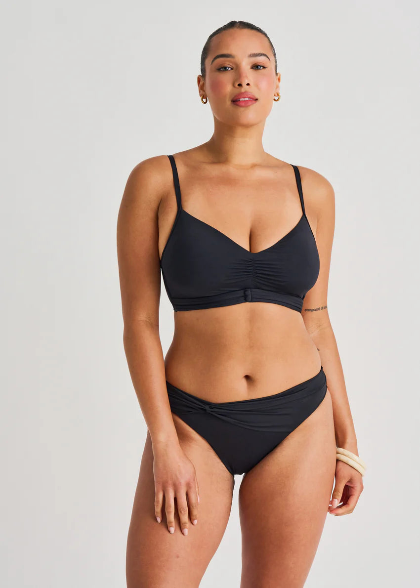 Black Full Cup Cami Crop Swim Top