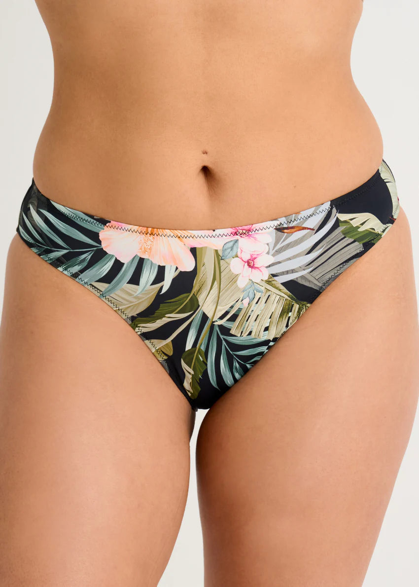 Black Floral Classic Bikini Swim Bottom