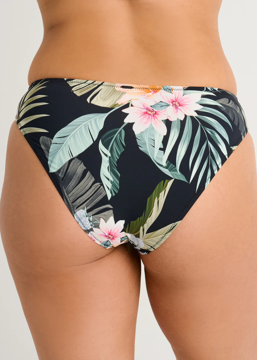 Black Floral Classic Bikini Swim Bottom