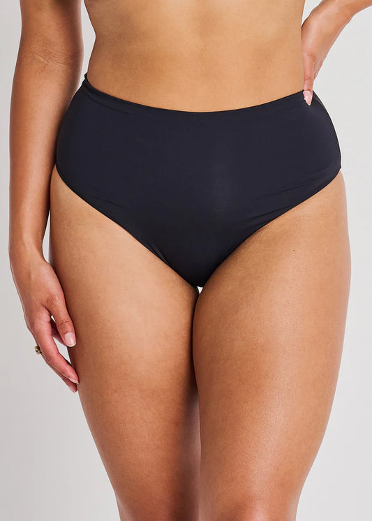 Black Retro Waist Swim Bottom