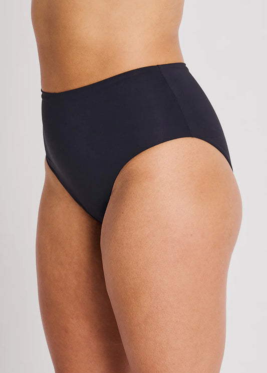 Black Retro Waist Swim Bottom