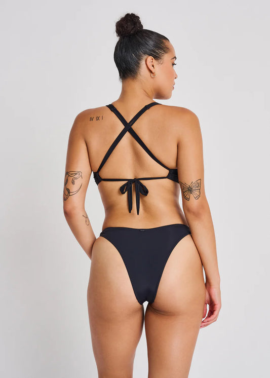 Black Wrap Full Cup Crop Swim Top