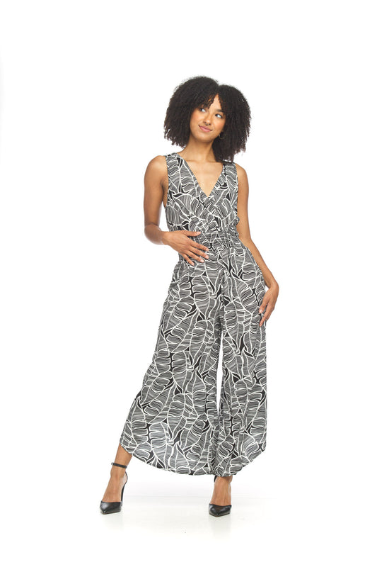 SALE Papillon PP18825 Black Printed Sleeveless Wrap Jumpsuit