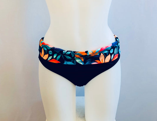 BS Navy Bloom Mid Waist Swim Bottom