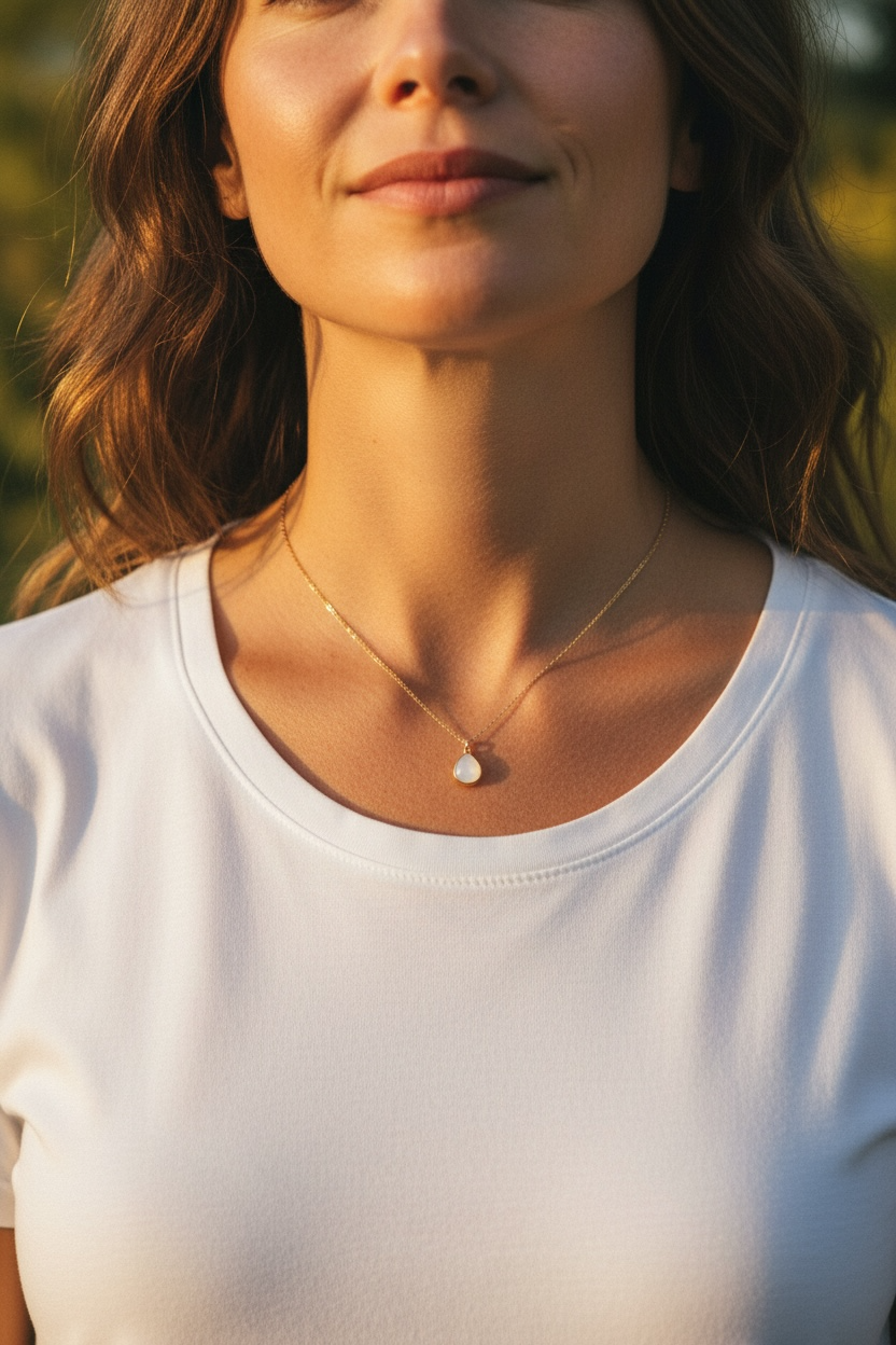 Gold and White Glimmer Necklace
