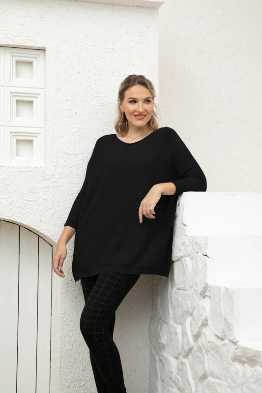 Fashion Island Cashmere Feel Sweater in Black