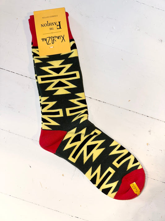 Socks- Green Tribal Print