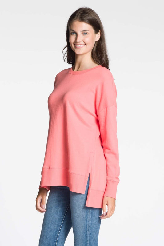 DKR Long Sleeve Crew Neck Top in Coral