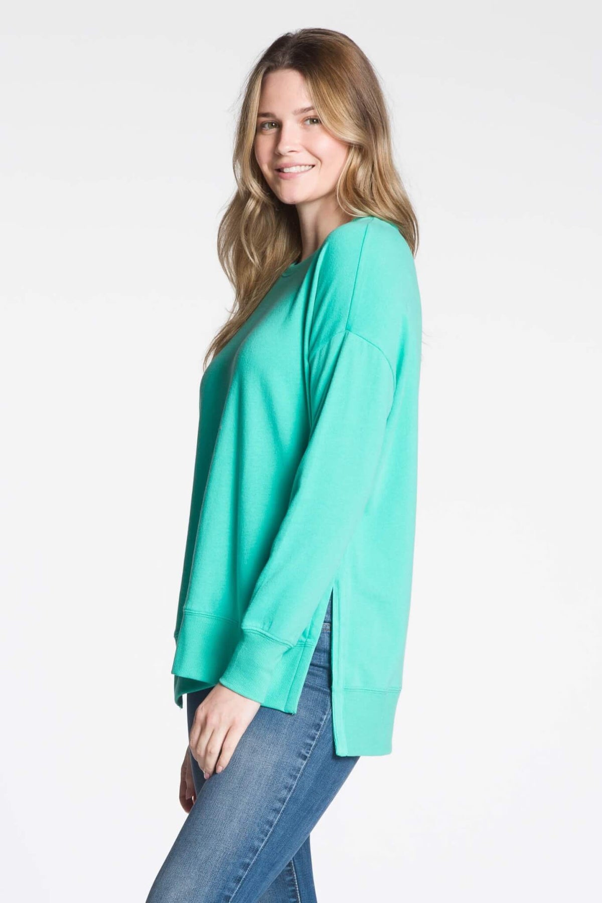 DKR Long Sleeve Crew Neck Top in Green